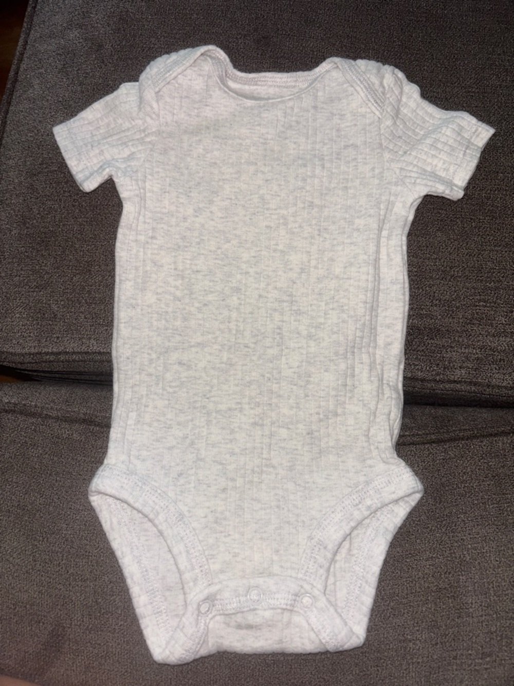 Carter's Light Heather Gray Ribbed Short-Sleeve Baby One-Piece